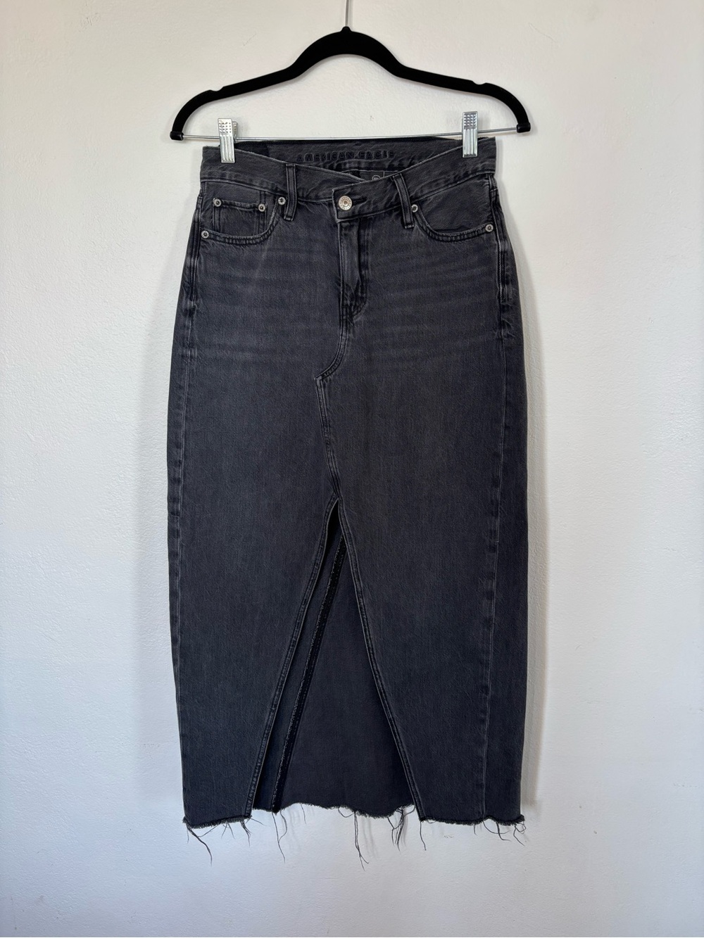 American Eagle Outfitters 90s Denim Maxi Skirt Jean Front Slit Cotton cutoff